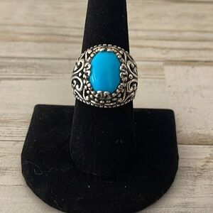 Vintage Carolyn Pollack Relios Silver and Turquoise Statement Ring.